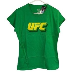 UFC Womens Size XL Lemon Lime T Shirt Green Yellow 100% Cotton 2021
